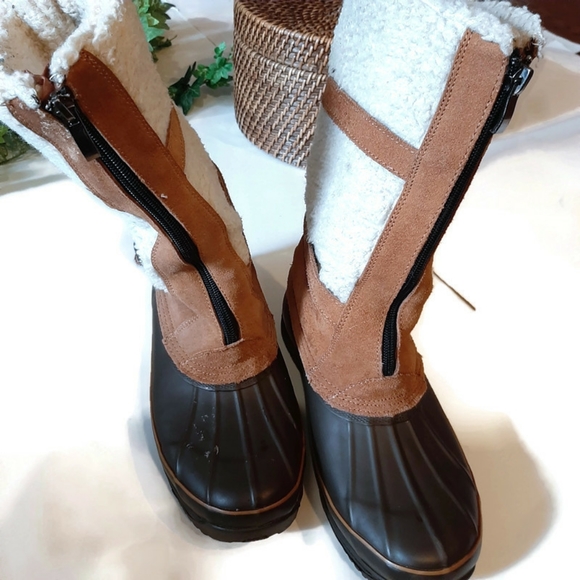 KHOMBU Wayerproof suede/sherpa zip duck boot - Picture 2 of 6